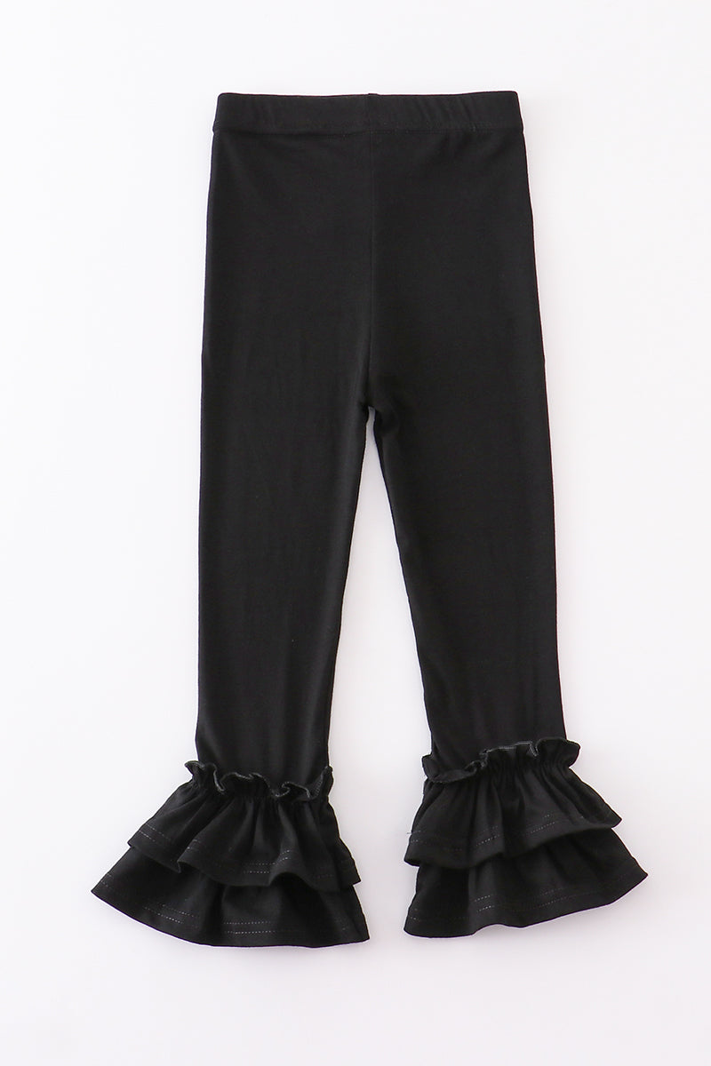 Black ruffle double layered pants