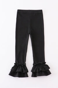 Black ruffle double layered pants