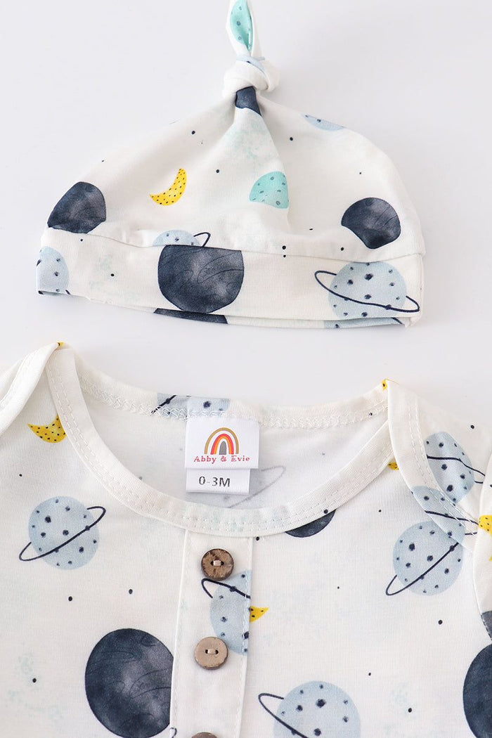 Planet print baby  gown