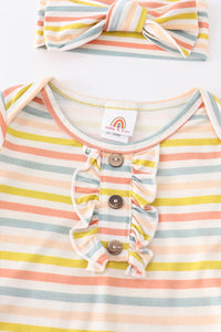 Multicolored stripe bamboo baby gown set