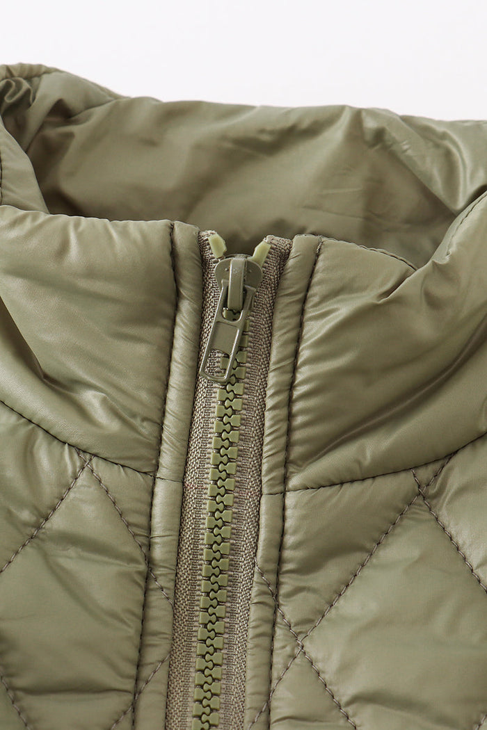 Green quilted coat