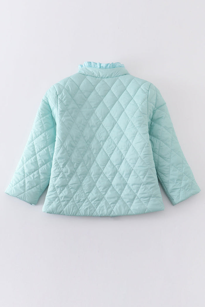 Mint ruffle quilted coat