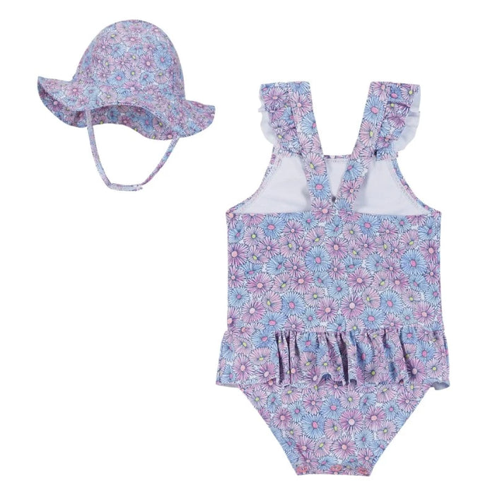 Baby Bubble W/Hat Set - Purple Floral