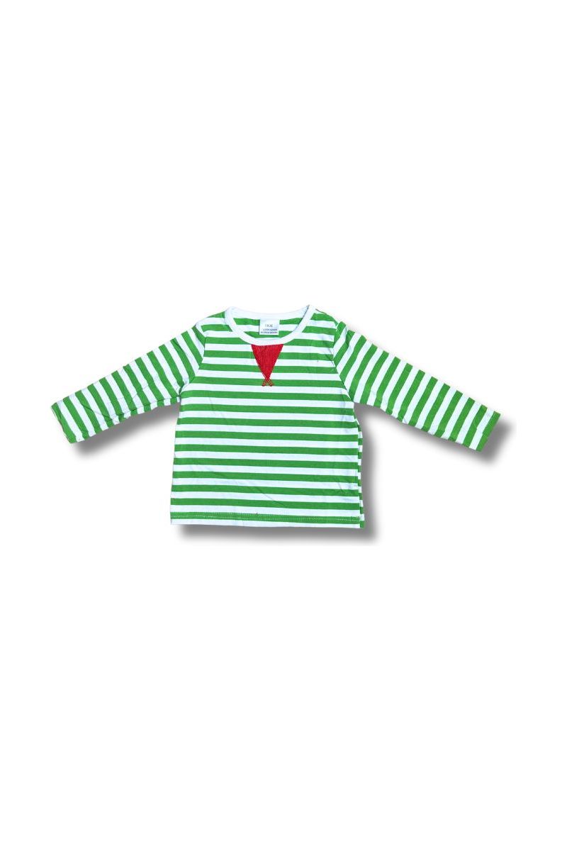 Red green stripe santa corduroy baby jonjon set