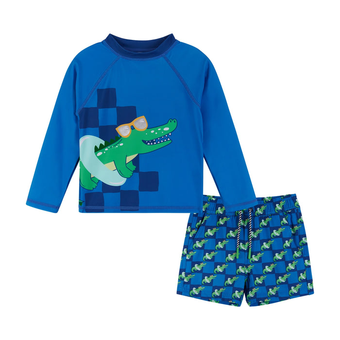 Boys Toddler Alligator Graphic Rashguard and Boardshort
