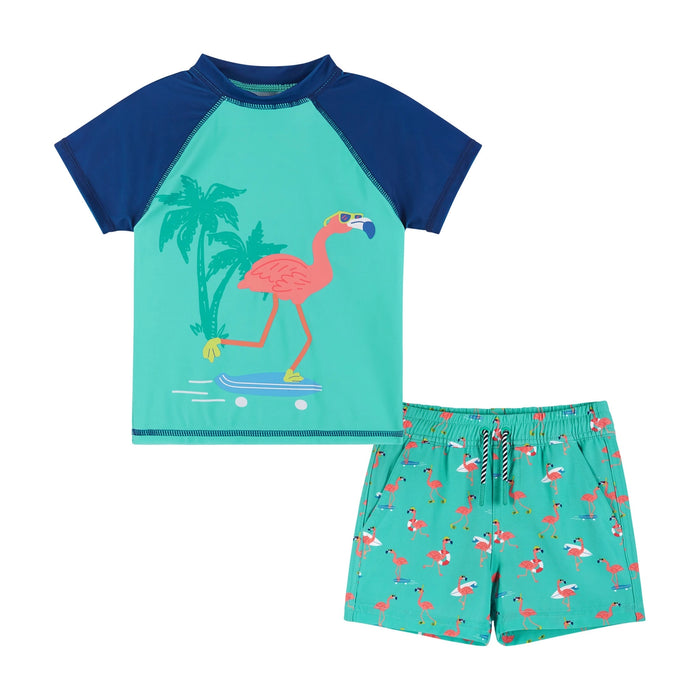 Short Sleeve Flamingo Rashguard Set