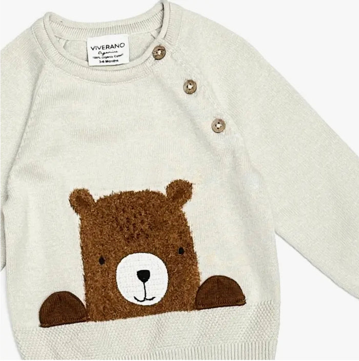 Furry Bear Baby Knit Pullover Sweater (Organic Cotton)