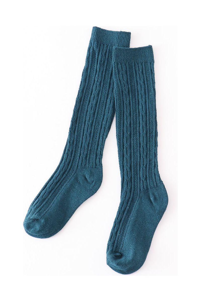 Teal knit knee high sock
