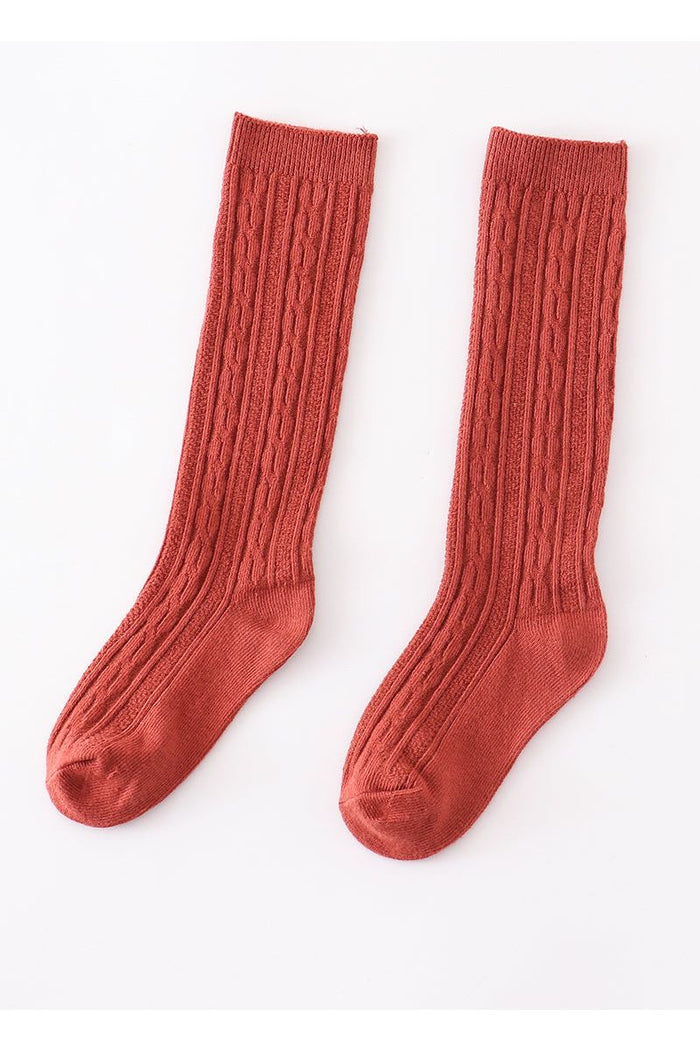 Rust knit knee high sock
