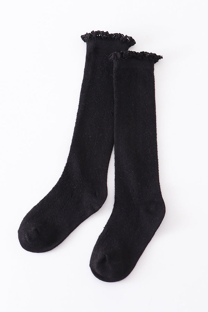 Black Knit lace knee high socks