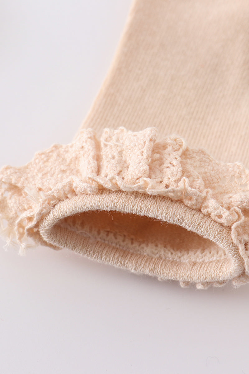Beige Knit lace girls socks