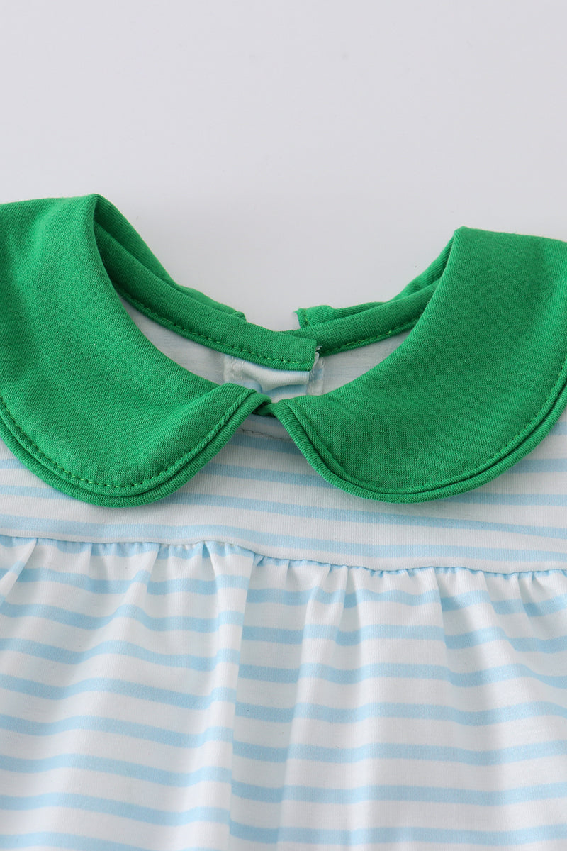 Green clover applique stripe baby set
