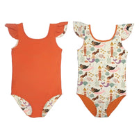 Mermaids One Piece Swimsuit - Making Waves/Coral, Reversible