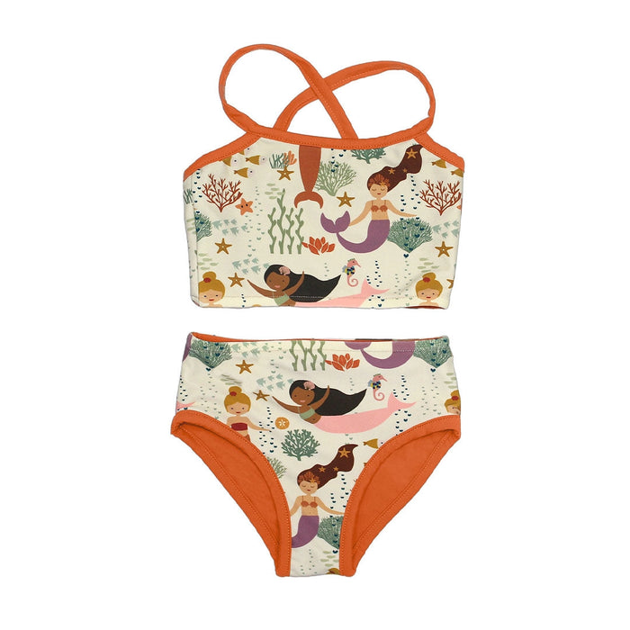 Mermaids Two Piece Swimsuit - Making Waves/Coral, Reversible
