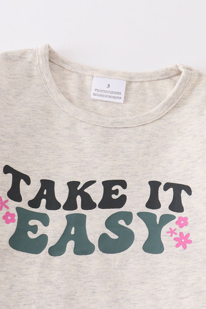 Grey "take it easy" girl skirt set