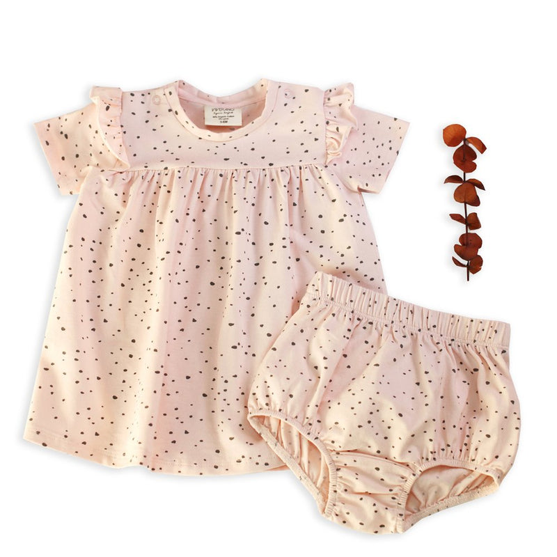 Pebble Short Sleeve Ruffle Dress + Bloomer Set