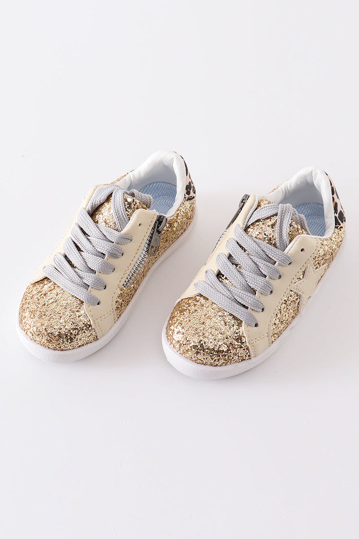 Gold star glitter sneaker (toddler to big kids)