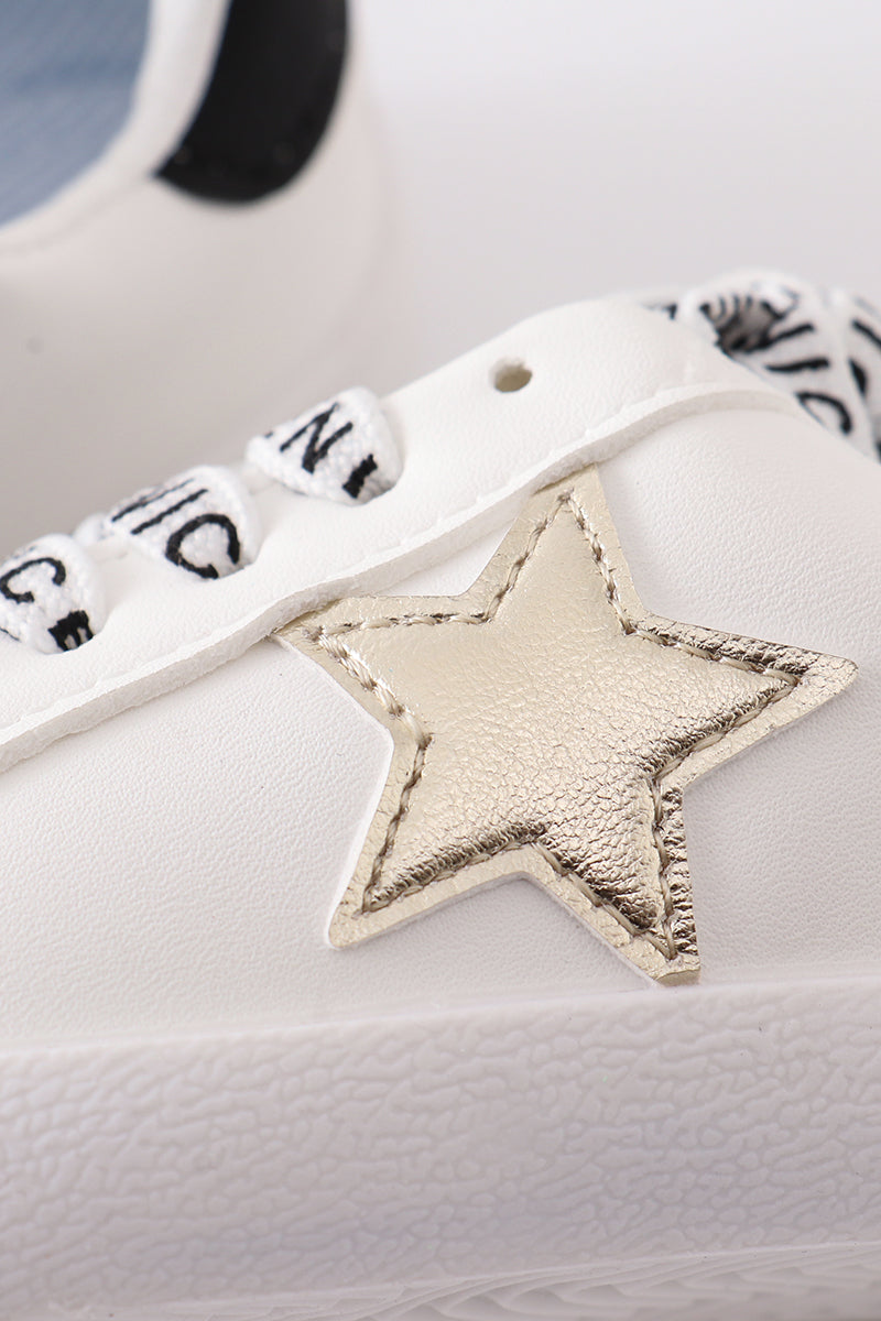 White gold star glitter sneaker (toddler to big kids)