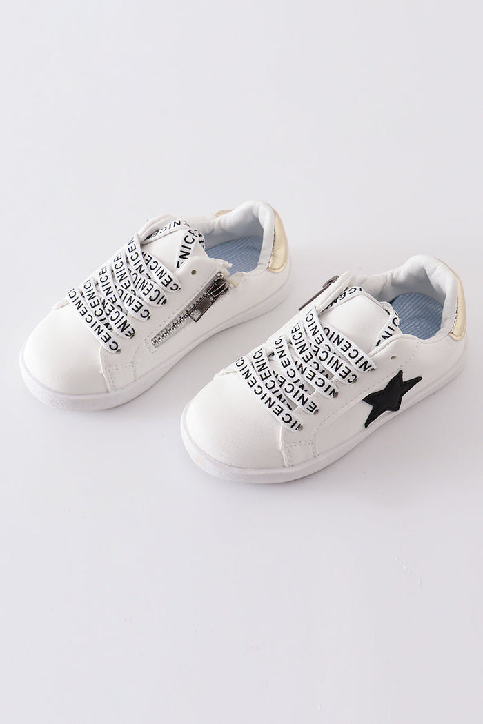 White black star glitter sneaker (toddler to big kids)