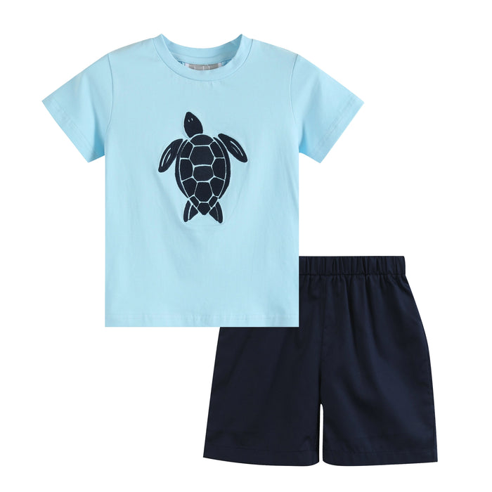 Blue Turtle T-Shirt and Shorts Set