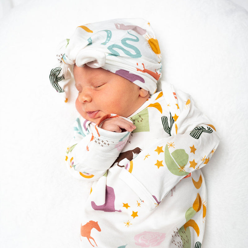 Wild and Free Bamboo Gown and Hat Newborn Baby