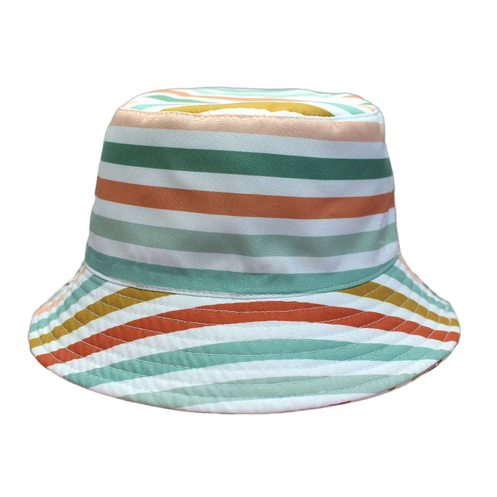 Reversible Bucket Hat - Beach Day and Coral Stripes