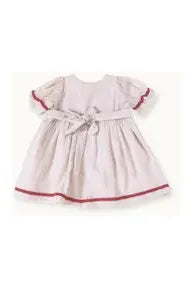Victoria Embroidered Floral Baby Dress + Bloomer (Linen)