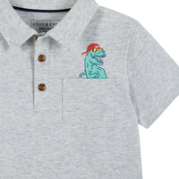 Boys Gray Dino Polo Shirt