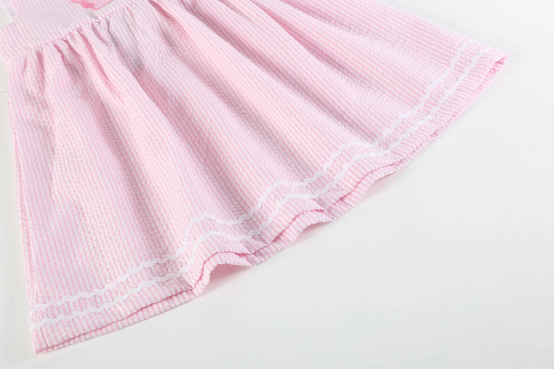 Pink Seersucker Pom Pom Flipflops Dress