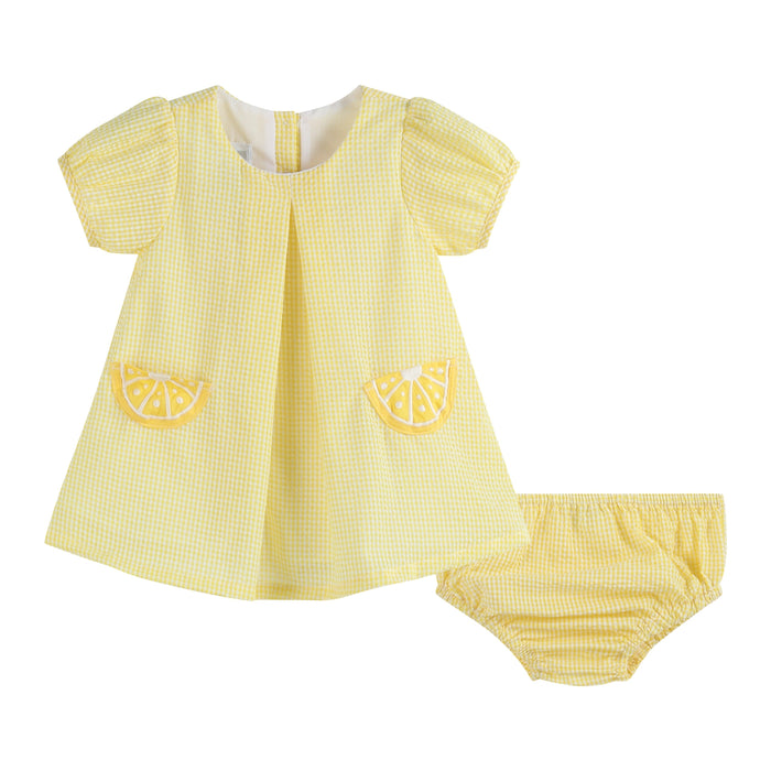 Yellow Lemon Dress and Panty Cover Set