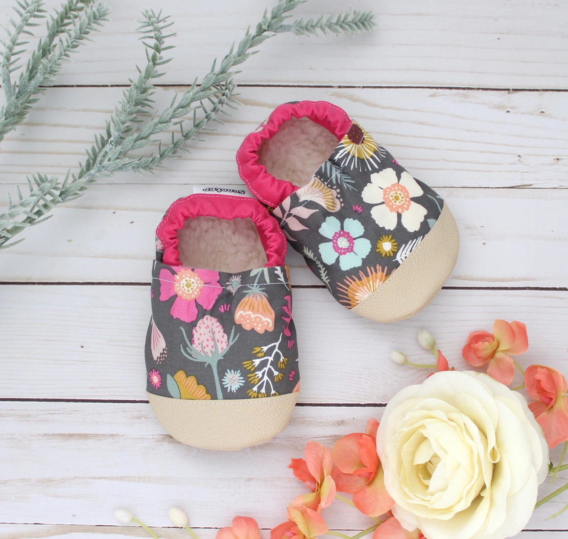 Midnight Floral Baby Shoes