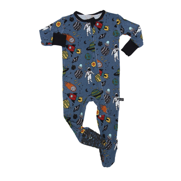 Stormy Space Doodle Bamboo Footed Sleeper 0-3M Last in Stock