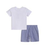 White Tugboat Baby Shirt and Blue Shorts Set