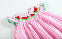 Pink Stripe Watermelon Smocked Bishop Dress