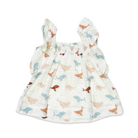 Whales Ruffle & Smocked Baby Dress (Organic Muslin)
