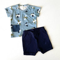 Airplanes Baby Pocket Tee + Shorts Set (Organic Jersey) - Doodlebug Kidz