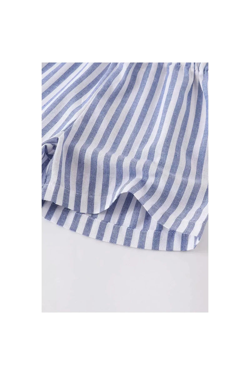 Blue & White Stripes Short Set - Doodlebug Kidz