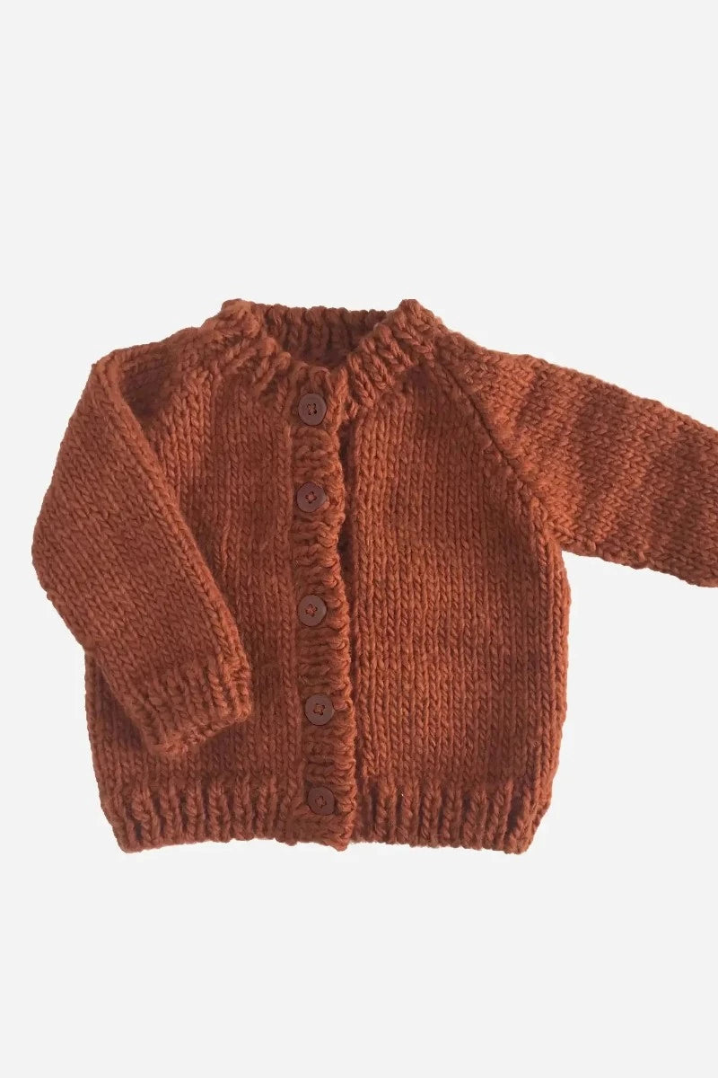 Classic Cardigan Cinnamon Hand Knit Kids Sweater - Doodlebug Kidz