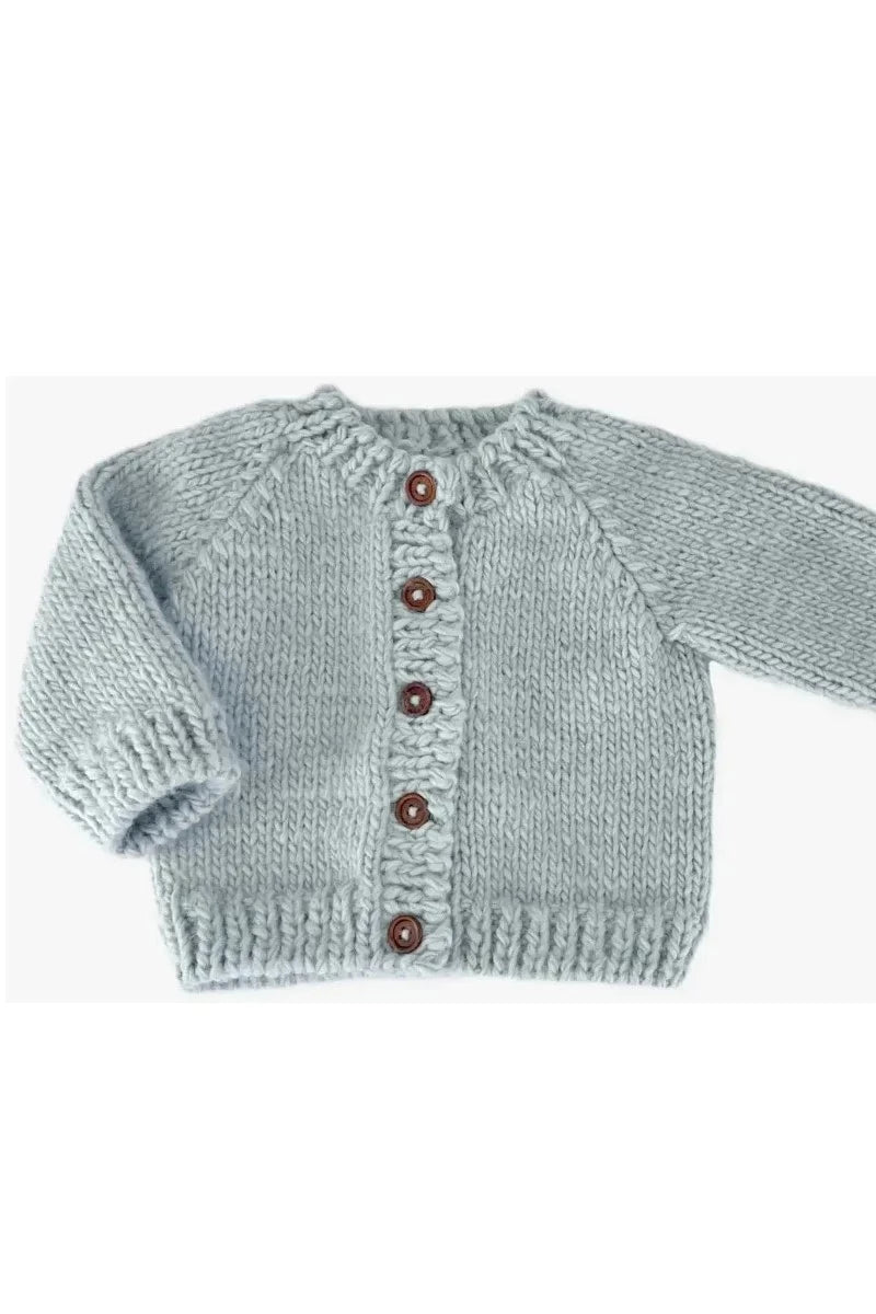 Classic Cardigan Grey Hand Knit Kids Sweater - Doodlebug Kidz