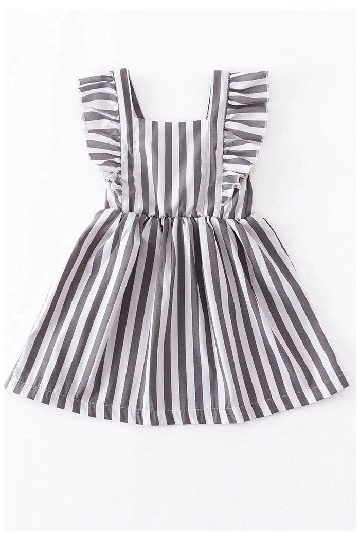 Dress - Gray Stripes - Doodlebug Kidz