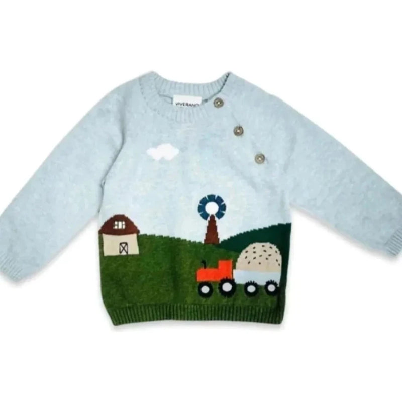 Farm Jacquard Knit Baby Pullover (Organic Cotton) - Doodlebug Kidz