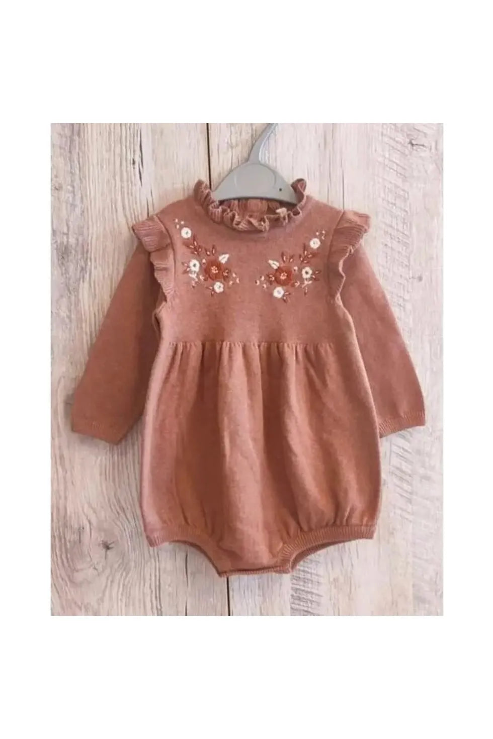 Floral Embroidered Ruffle Bubble Romper - Doodlebug Kidz