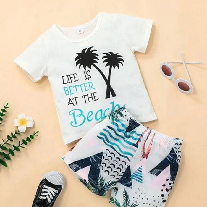 Life is Better at the Beach T shirt and Patterned Shorts - Doodlebug Kidz