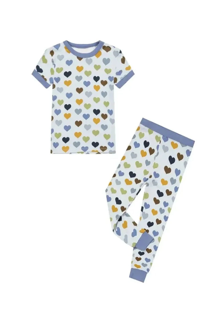 Little Love Hearts Toddler Kids Bamboo Pajama Set - Doodlebug Kidz