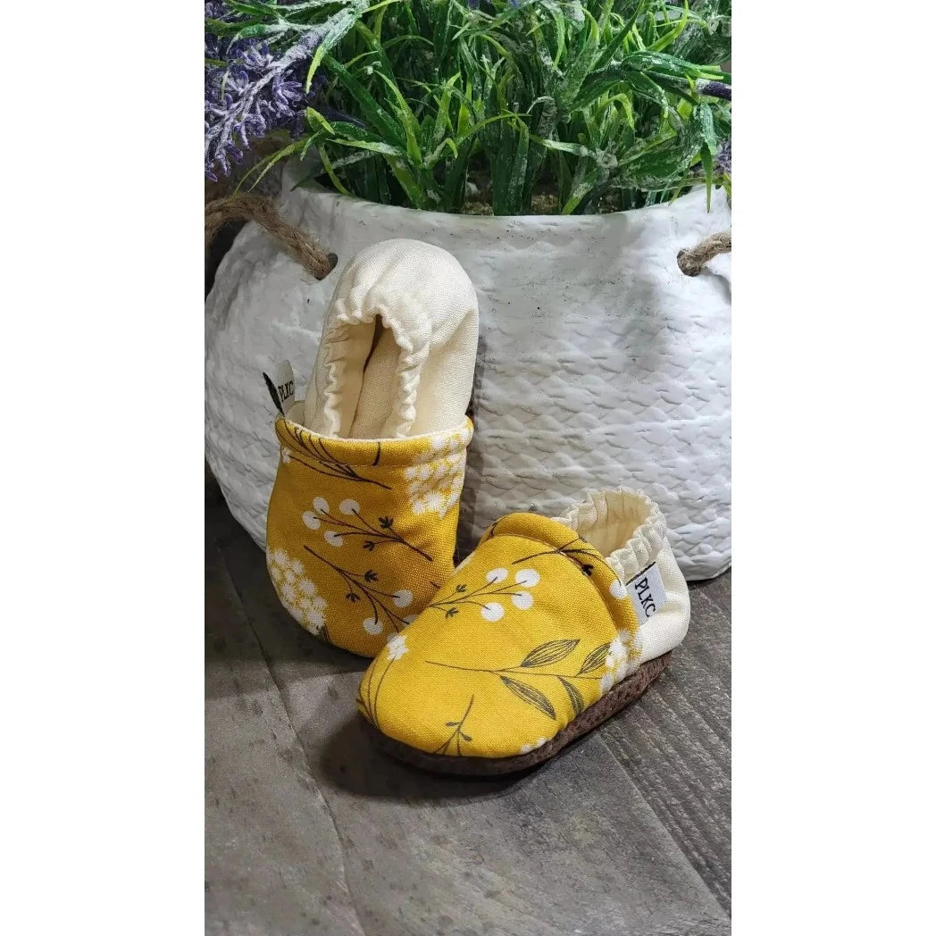Mustard Floral Moccasin - Doodlebug Kidz