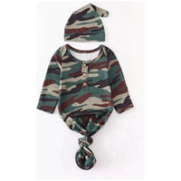 Newborn Camouflage Gown with Hat - Doodlebug Kidz