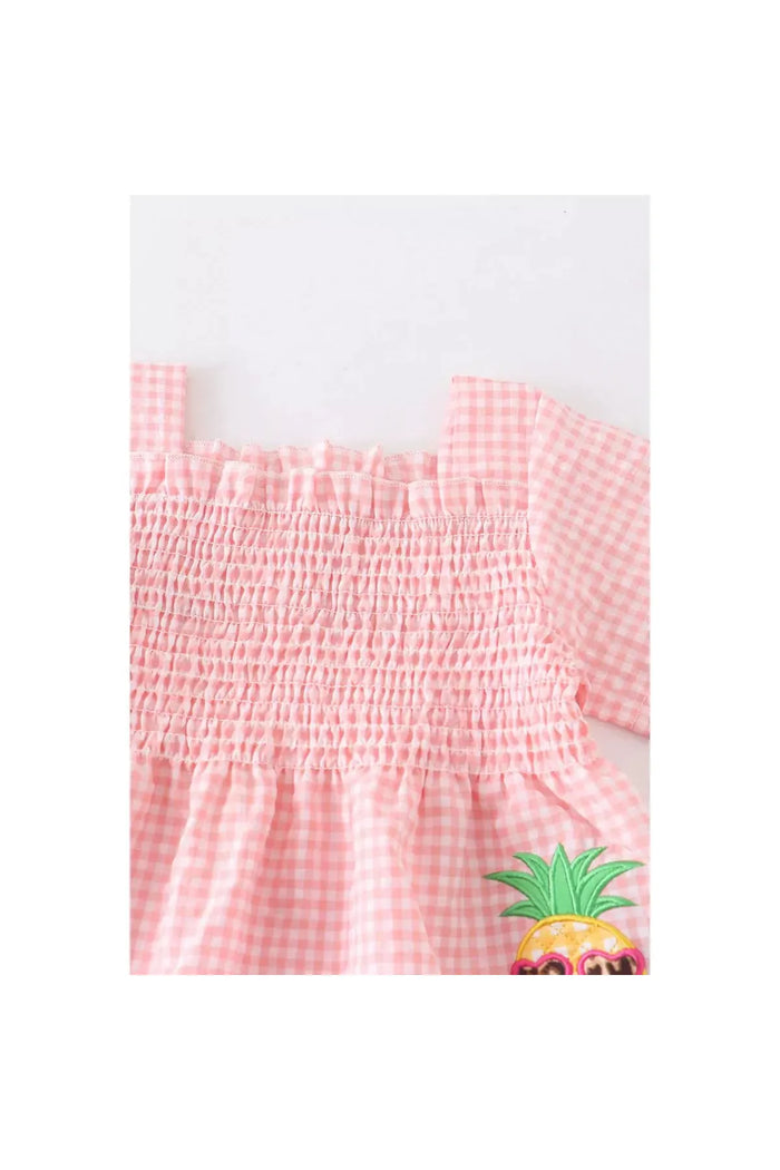 Pink pineapple applique denim shorts set - Doodlebug Kidz