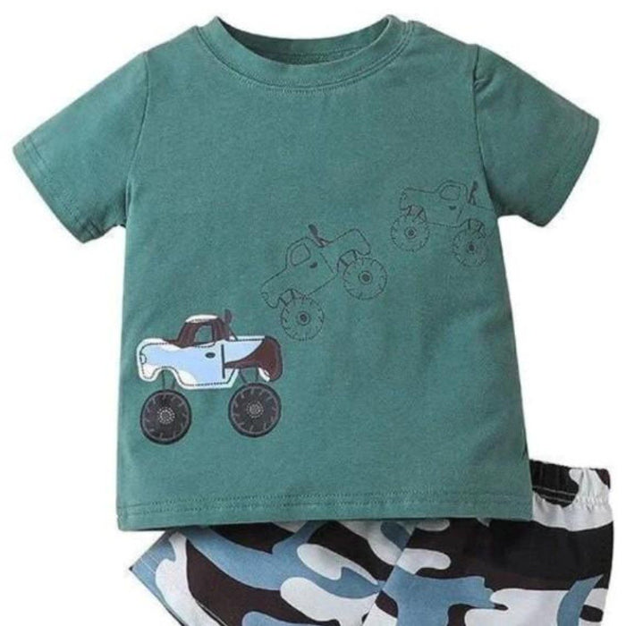 Truck T-shirt and Camouflage Short Set - Doodlebug Kidz